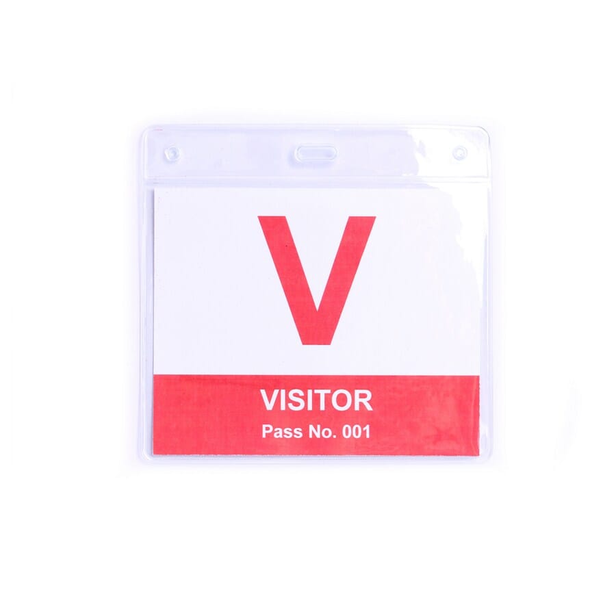 Clear Large Flexible ID Card Holder (landscape with a slot in the centre & a hole in both corners at the top of the holder). Insert Size