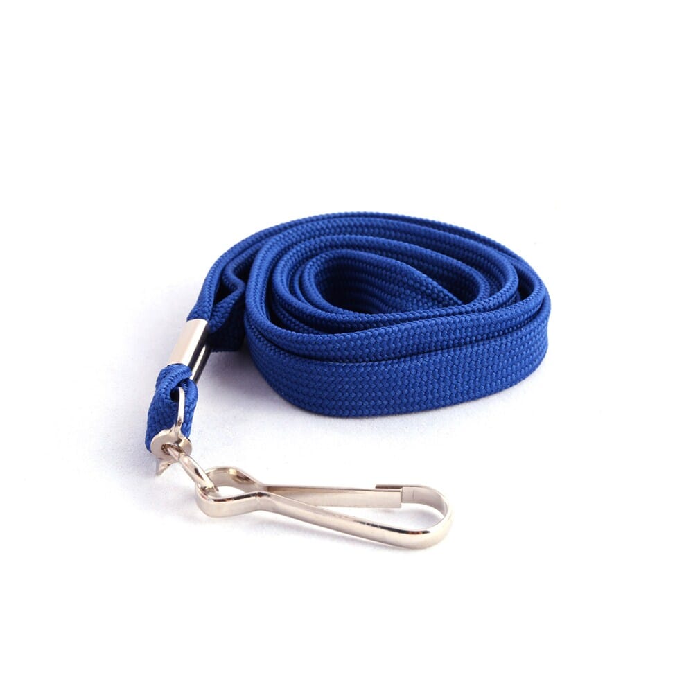 Navy Premium Lanyard with Swivel Clip (12mm flat tubular navy blue lanyard with swivel clip)