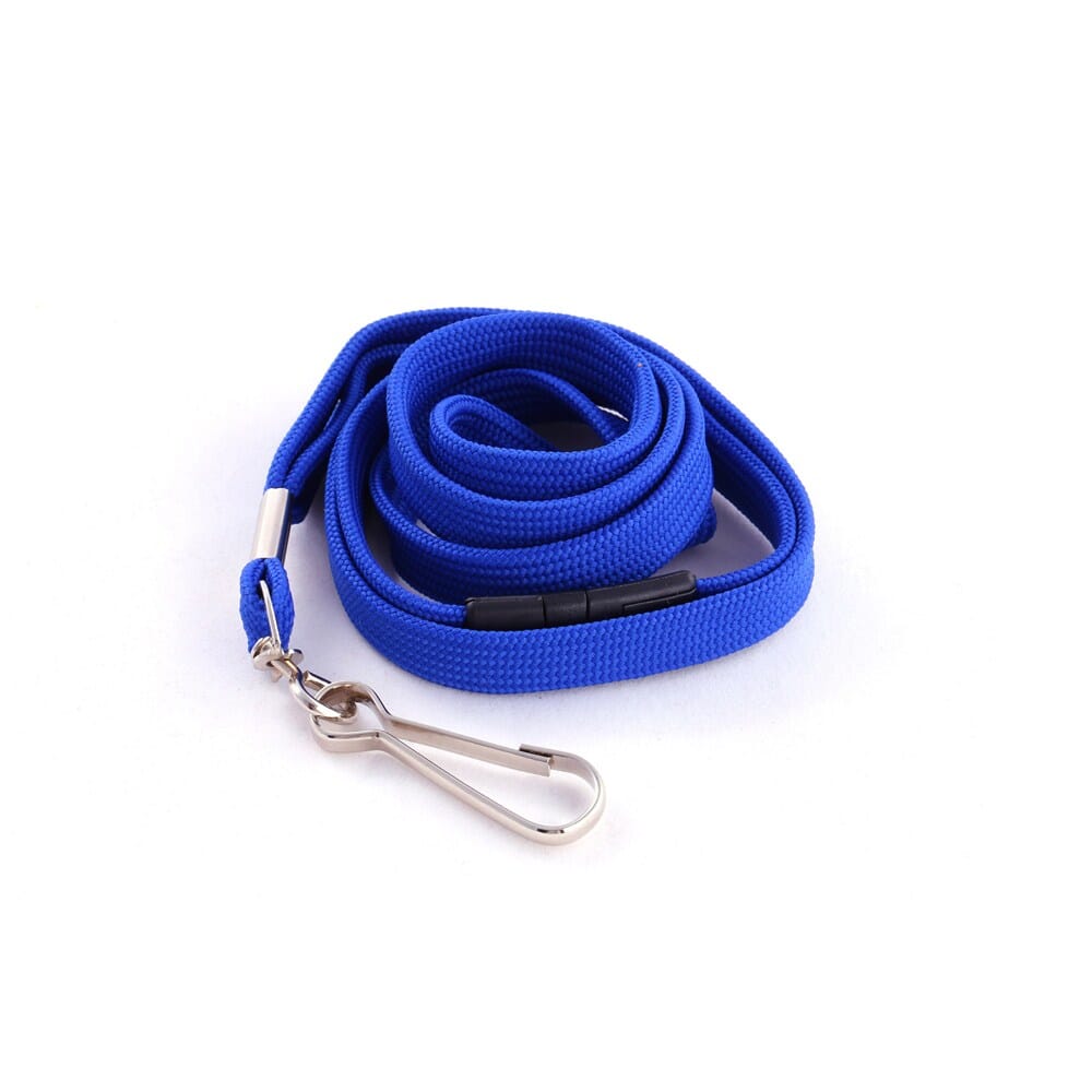 Blue Tubular Lanyard with Swivel Clip & Breakaway (12mm premium flat tubular blue lanyard with a side safety breakaway & a swivel clip).