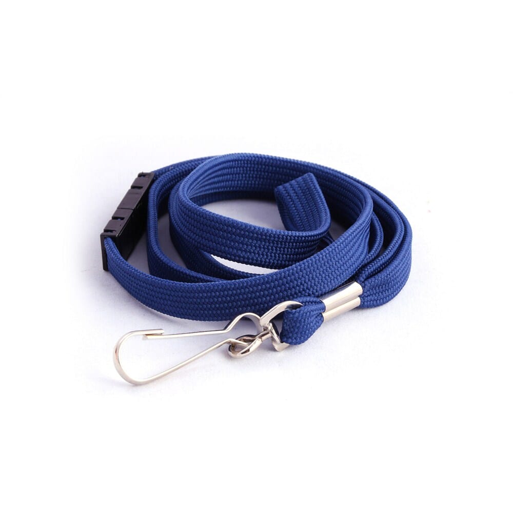 Navy Tubular Lanyard with Swivel Clip & Breakaway (12mm premium flat tubular navy blue lanyard with a side safety breakaway & a swivel clip).