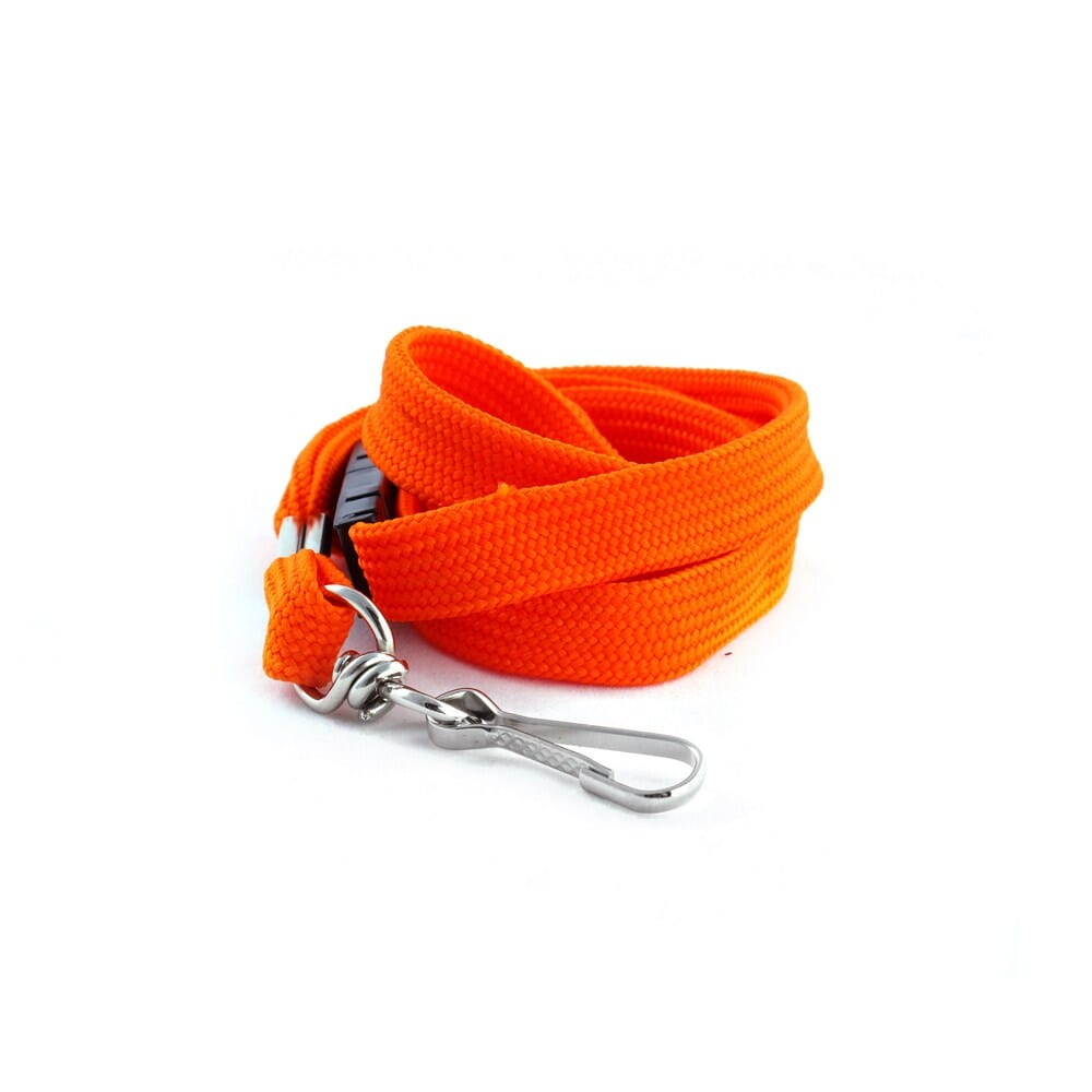 Orange Tubular Lanyard with Swivel Clip & Breakaway (12mm premium flat tubular orange lanyard with a side safety breakaway & a swivel clip).