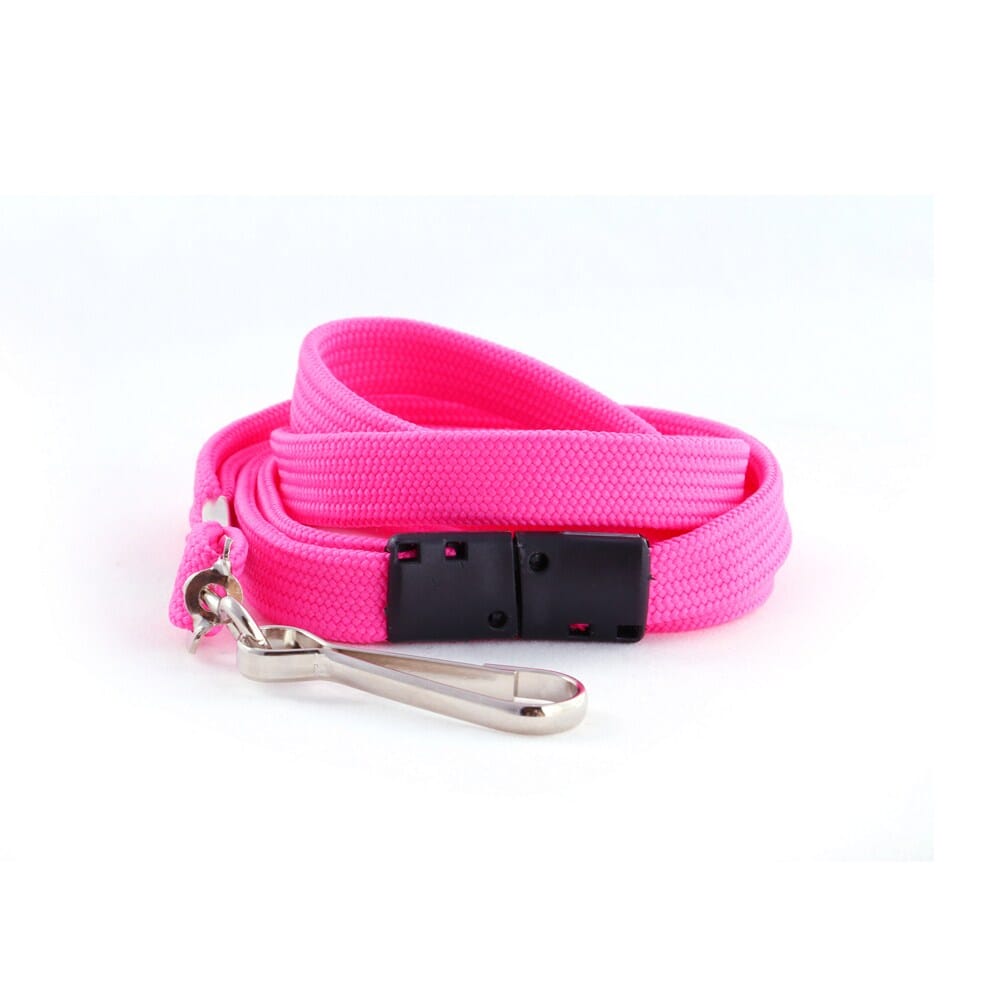 Pink Tubular Lanyard with Swivel Clip & Breakaway (12mm premium flat tubular pink lanyard with a side safety breakaway & a swivel clip).