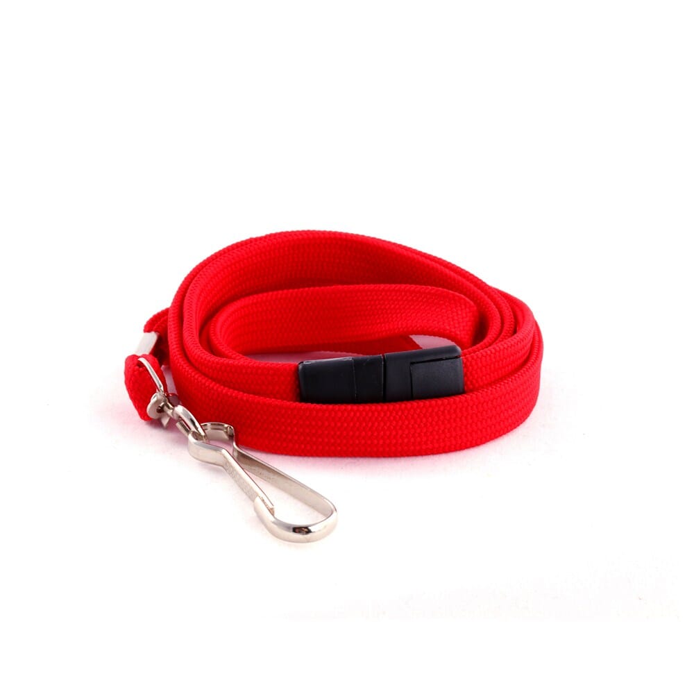 Red Tubular Lanyard with Swivel Clip & Breakaway (12mm premium flat tubular red lanyard with a side safety breakaway & a swivel clip).