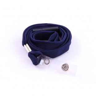 Navy Tubular Lanyard with Strap Clip & Breakaway (12mm premium flat tubular navy blue lanyard