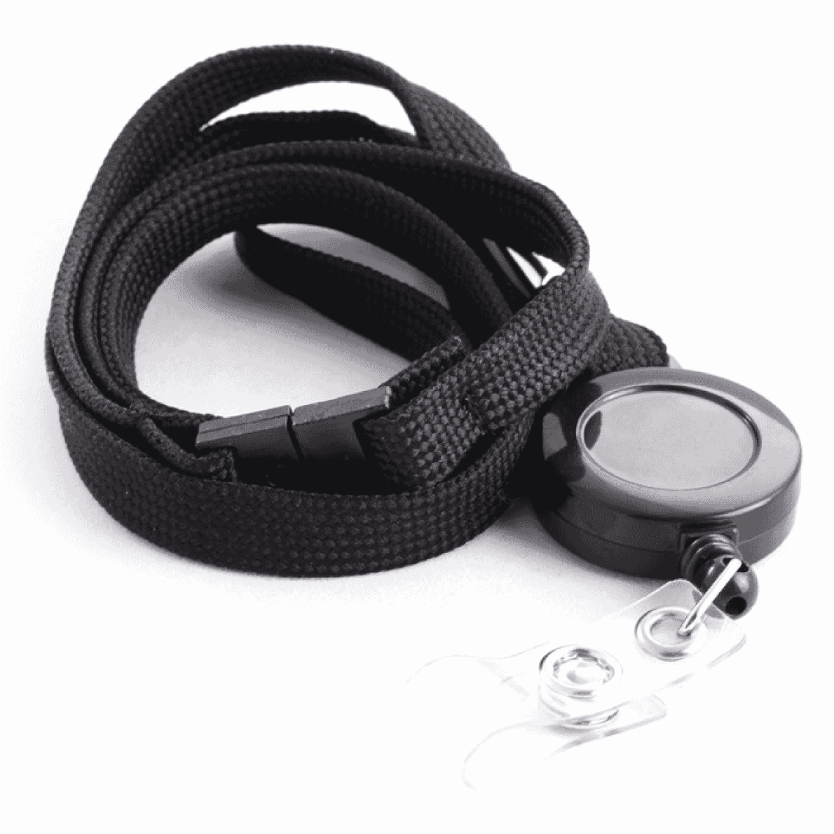 Black Tubular Lanyard with Reel