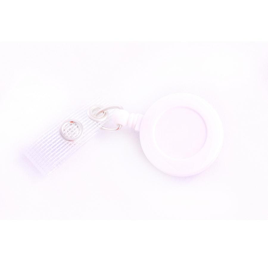 White Economy Reel with Belt Clip & Strap Clip (86cm nylon cord with a reinforced vinyl strap clip).